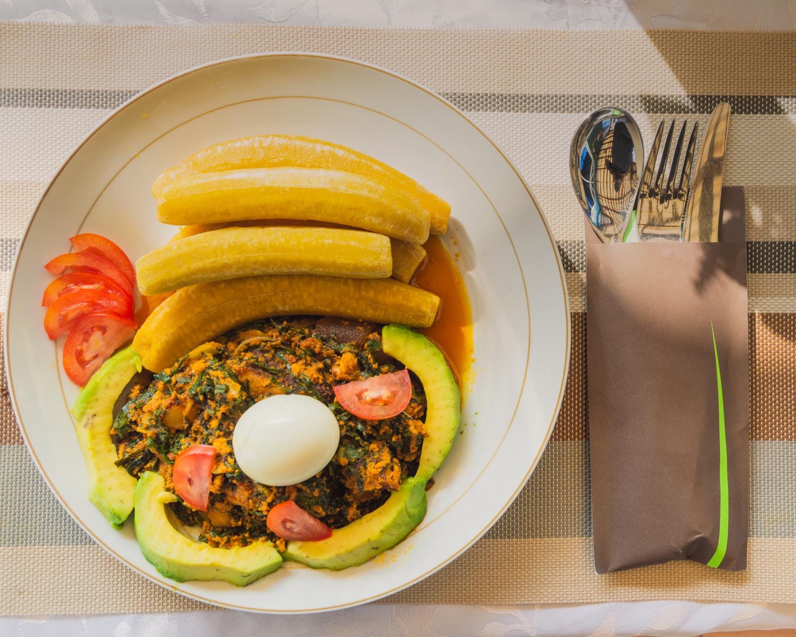Ripe Plantain with Kontomire